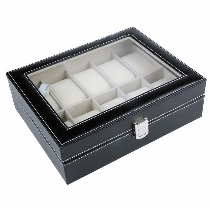 10 Grids Slots Leather Jewelry Watch Display Holder Organizer Case Jewelry Watch Display Holder Organizer