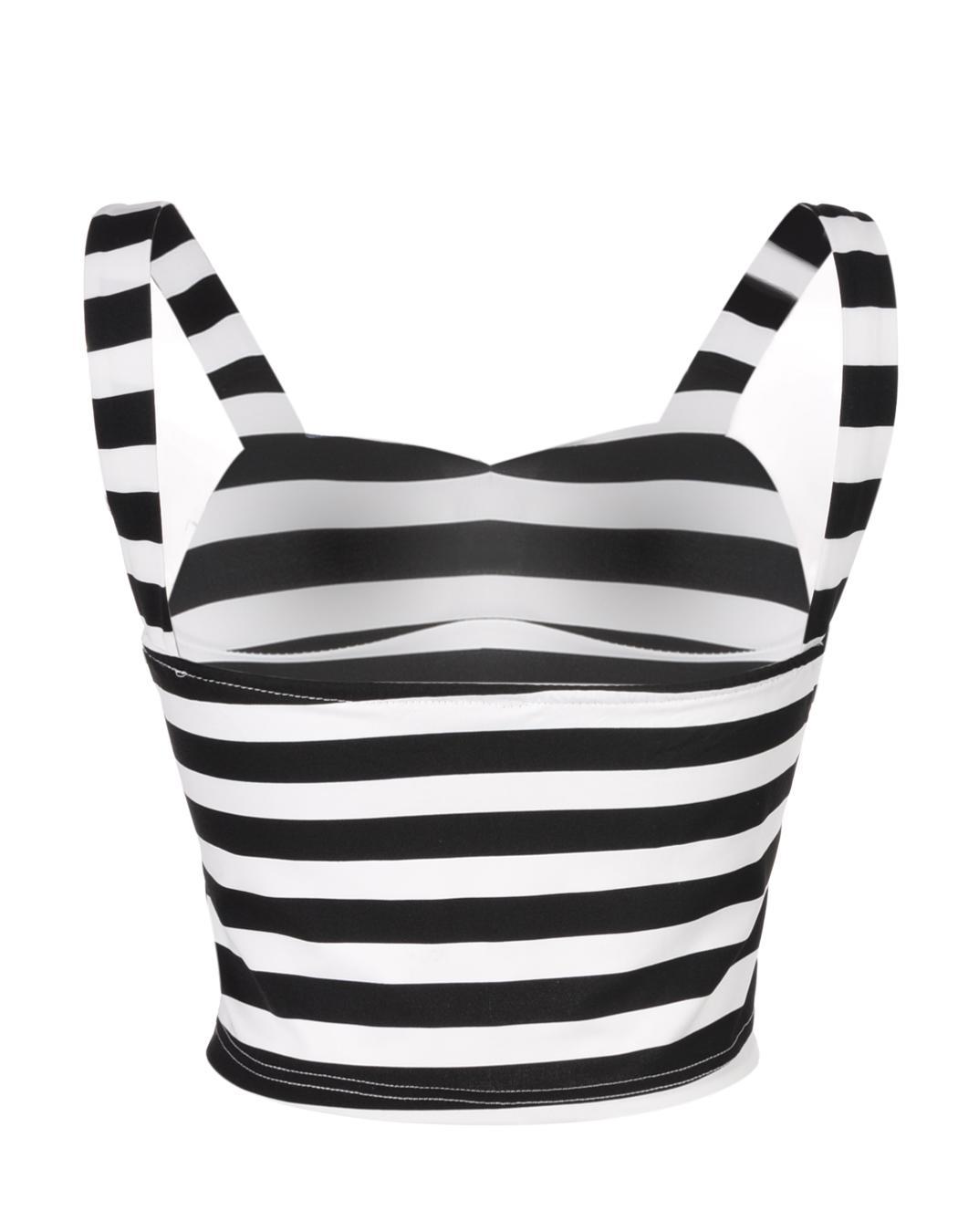 Sexy Womens Striped Print Sleeveless Padded Bustier Clubwear Beach Crop ...