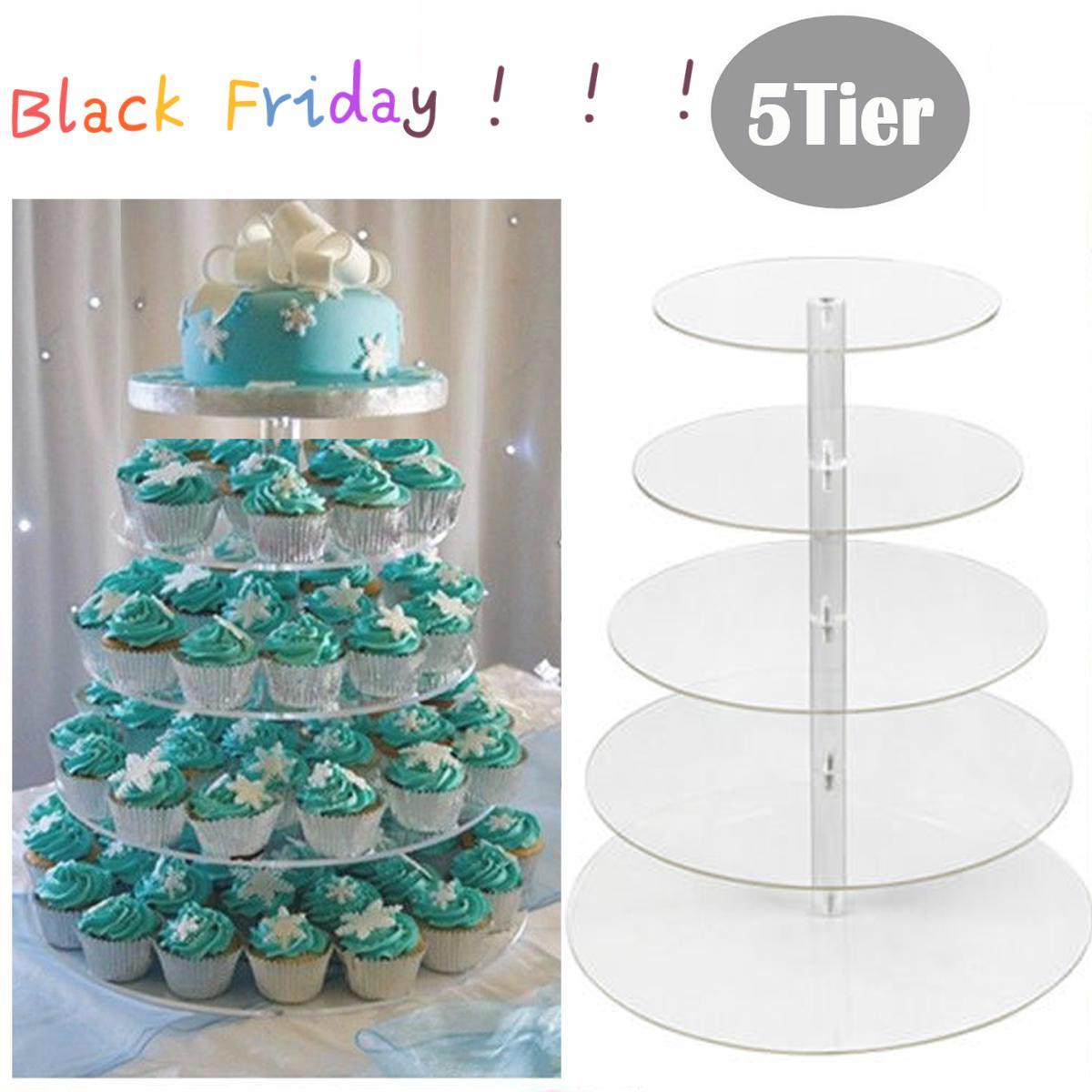 5Tier Acrylic Cake Cupcake Stand Tray Dessert Display Tower Plate