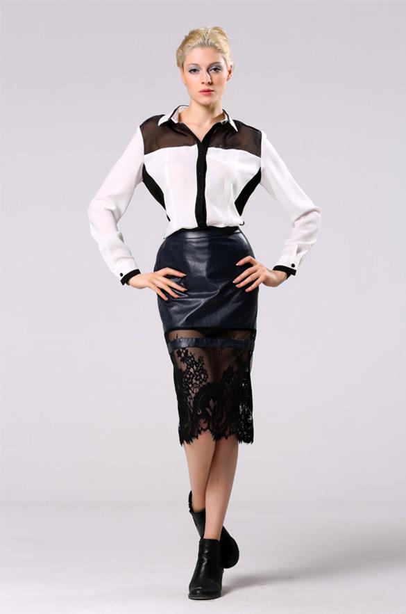 Women Lady Leather Lace Floral High Waist Midi Pencil Skirt Black Plus ...