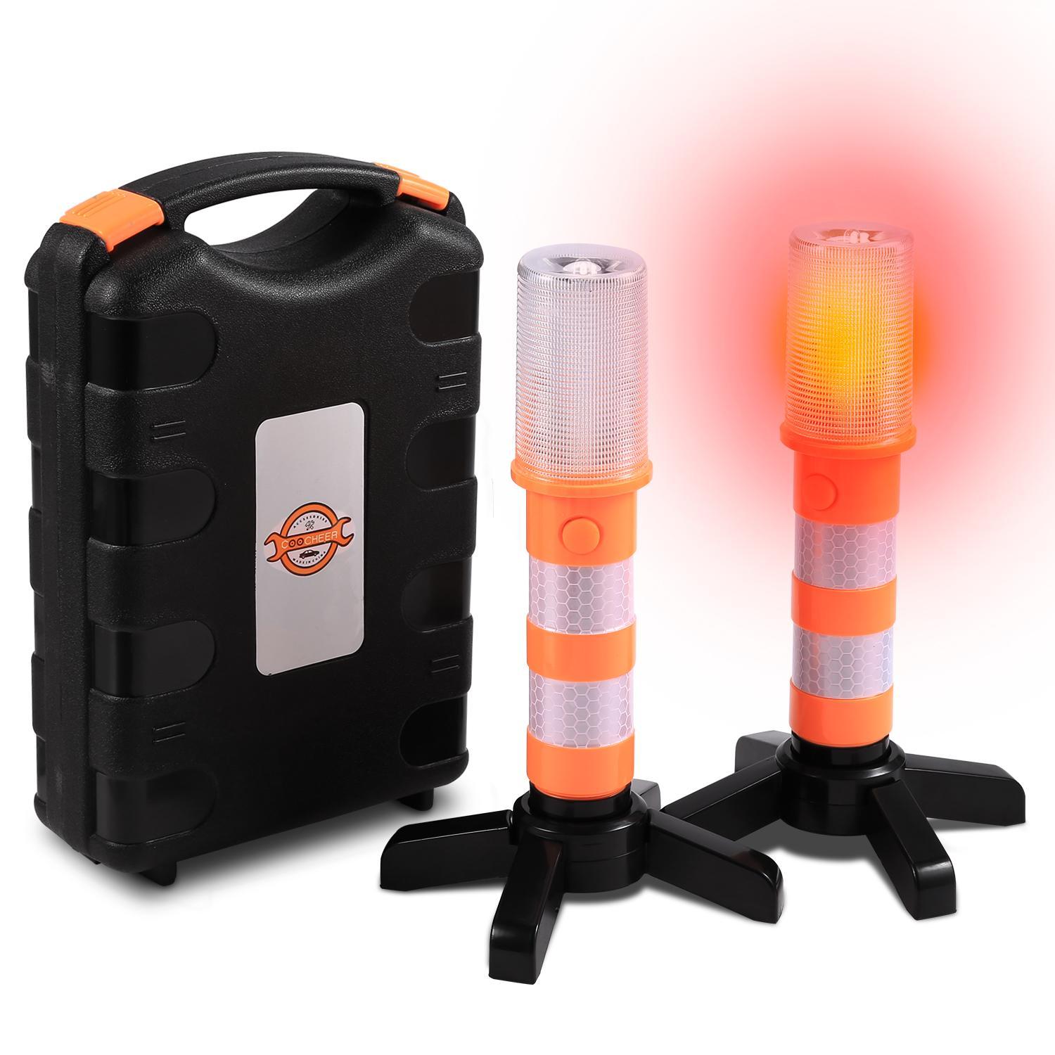 2 Pack LED Warnleuchten Warnlicht Auto Rundum-Warnblinkleuchte Sicherheitsfackel-Kit f/ür Fahrzeuge,Magnetisch Wasserdicht Kabellos Antikollisions Sicherheitswarnleuchten Auto Ein//Aus Orange+Blau