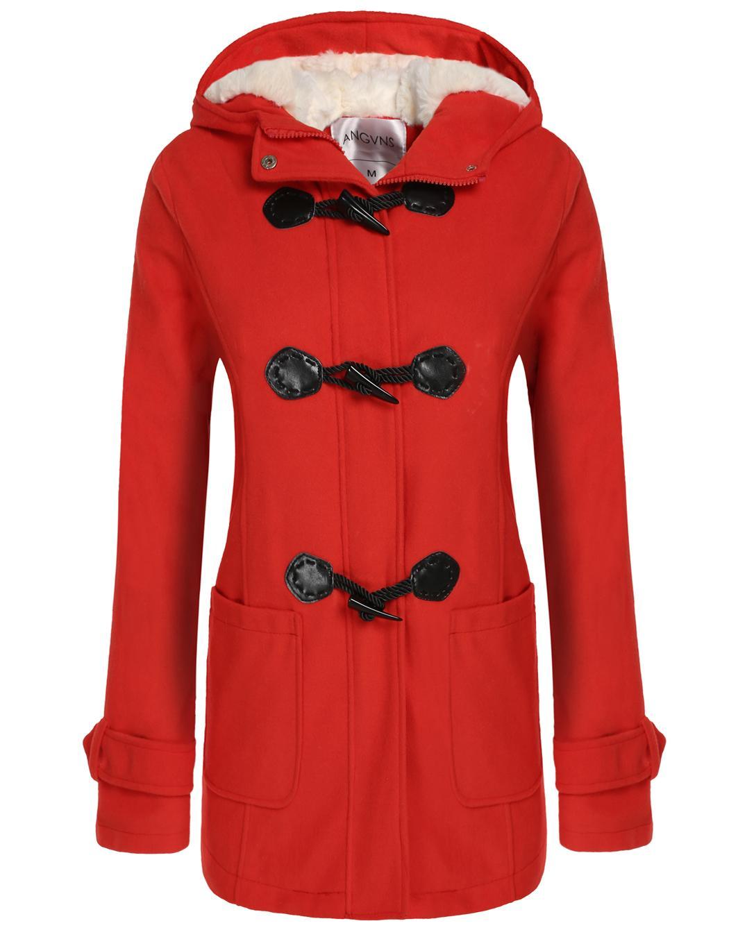Women hooded Windbreaker Outwear Warm Wool Slim Long Coat Jacket Trench ...