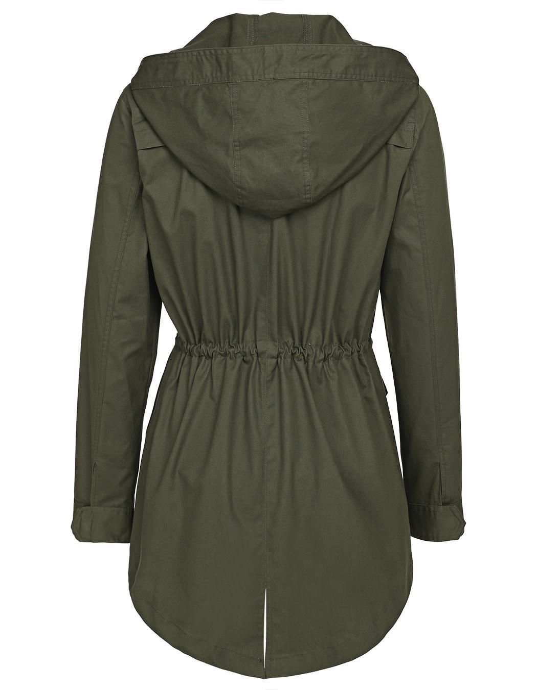 Women Army Military zipper pocket Long Sleeve Trench Short Coat Outwear ...