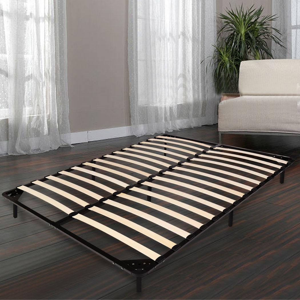 Portable Full Size Wooden Slat Metal Bed Frame Platform Room Mattress