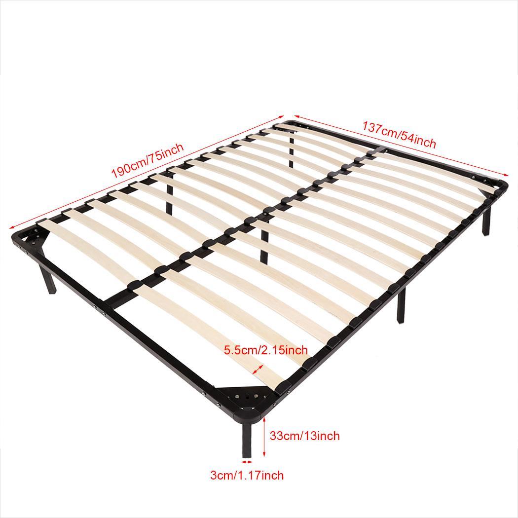 Portable Full Size Wooden Slat Metal Bed Frame Platform Room Mattress