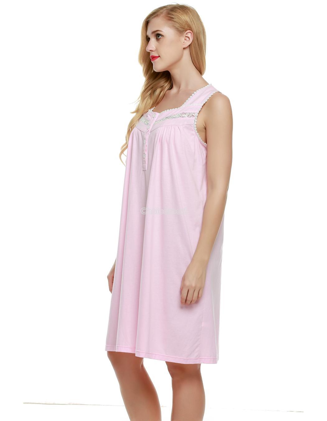 Women Sleepwear Sleeveless Summer Square Neck Short Nightgown ...