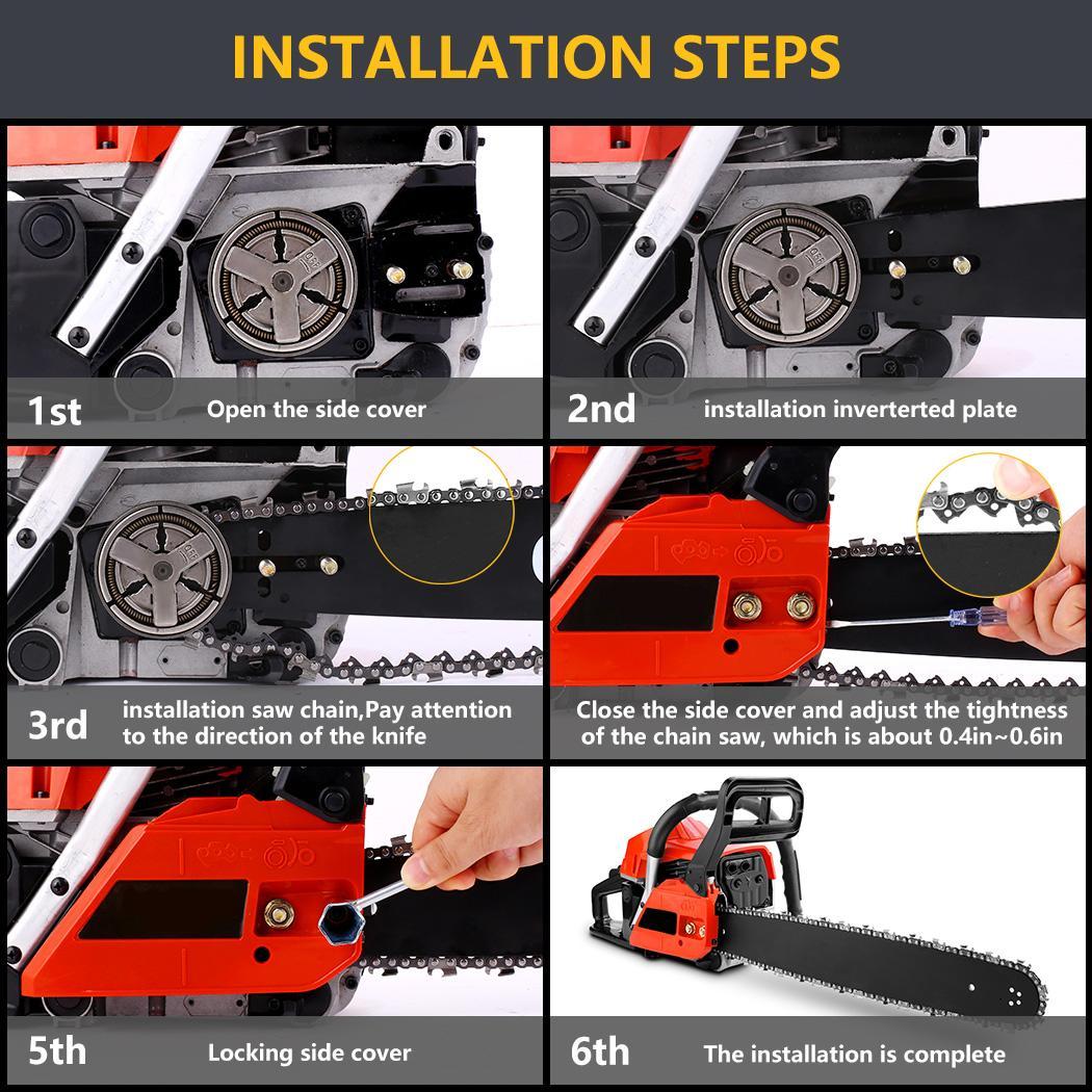 COOCHEER Chainsaw 58CC 20" Powerful Gas Chainsaw 2 Stroke Handed Petrol