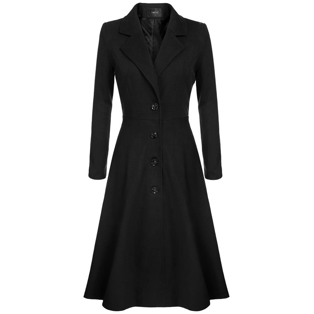 Womens Ladies Single Breasted Overcoat Long Trench Coat Outerwear ...