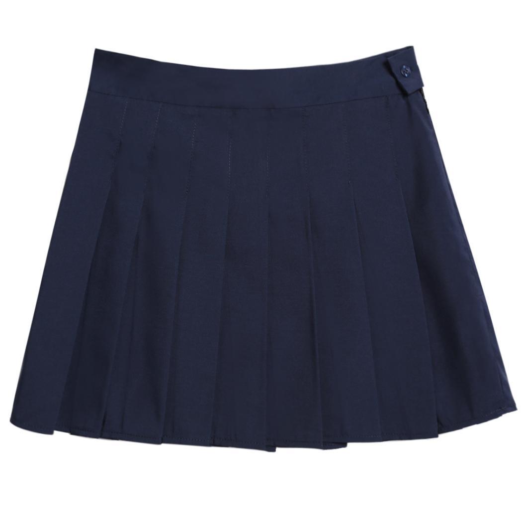 HOT Spring Women's Retro High Waist Pleated Skirt Short Mini Skirts ...