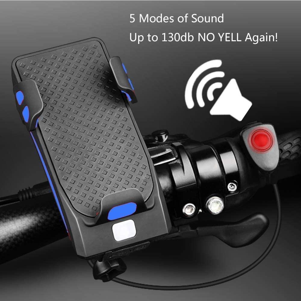 Telefonhalter 4 in 1 Wasserdicht Fahrradlicht mit Fahrradhupe Power Bank NEU