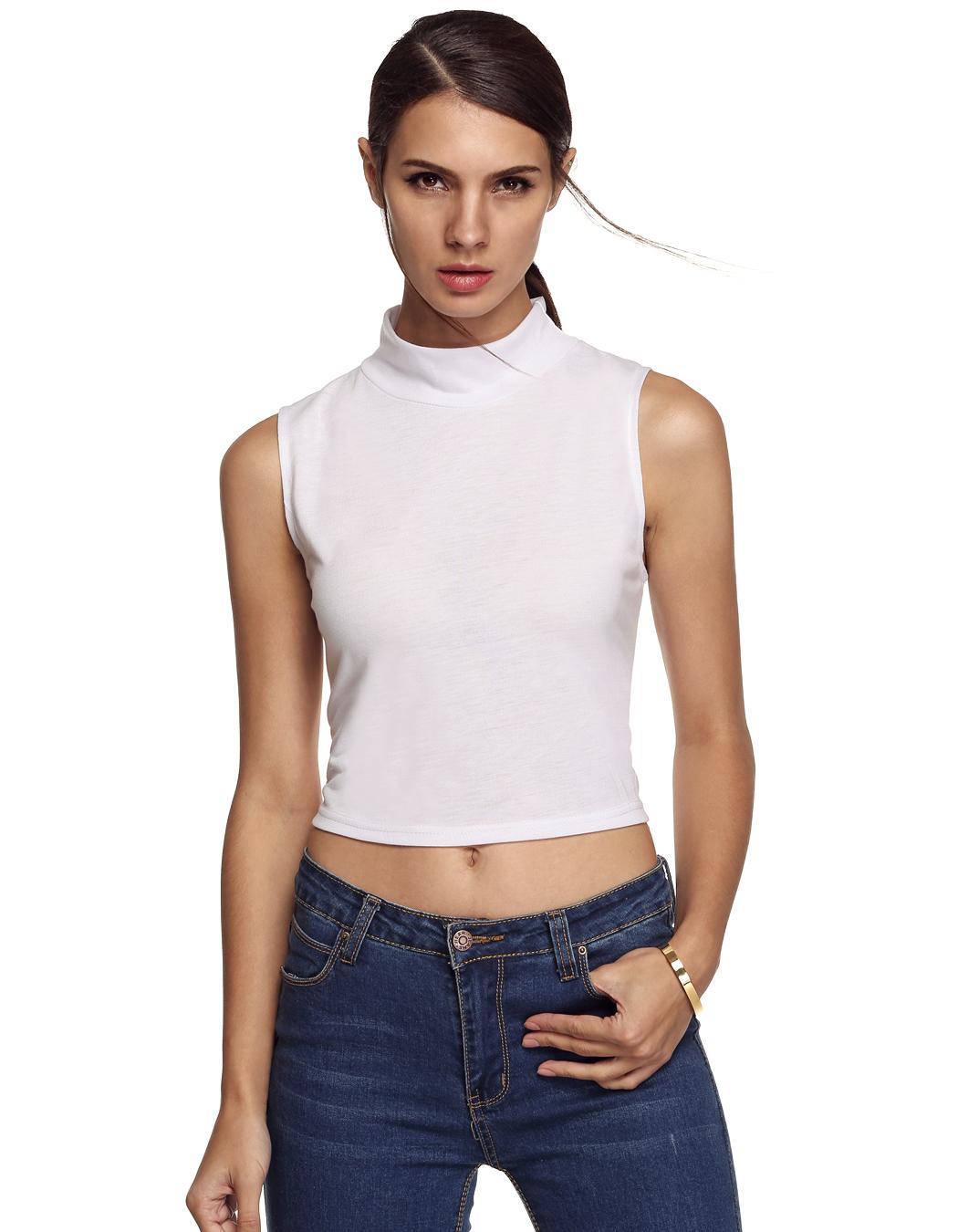 high collar tank top