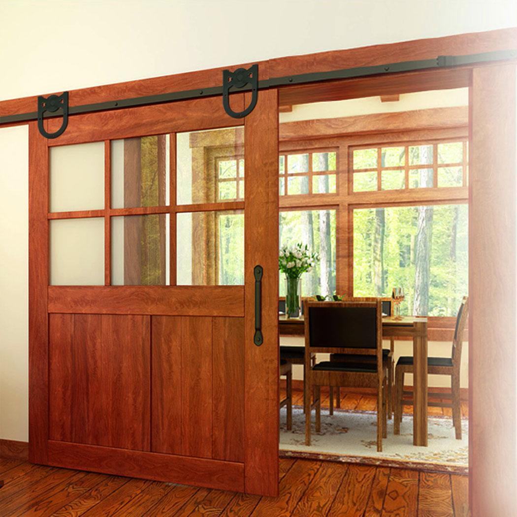 6FT Modern Antique Style Steel Sliding Barn Rustic Wood Door Closet