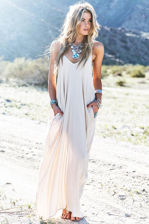 robe longue de plage femme Blanc - Achat / Vente robe de ...