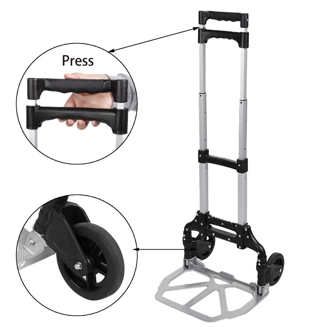 Portable Folding Hand Truck Dolly Luggage Carts, Silver, 150 lbs BOML