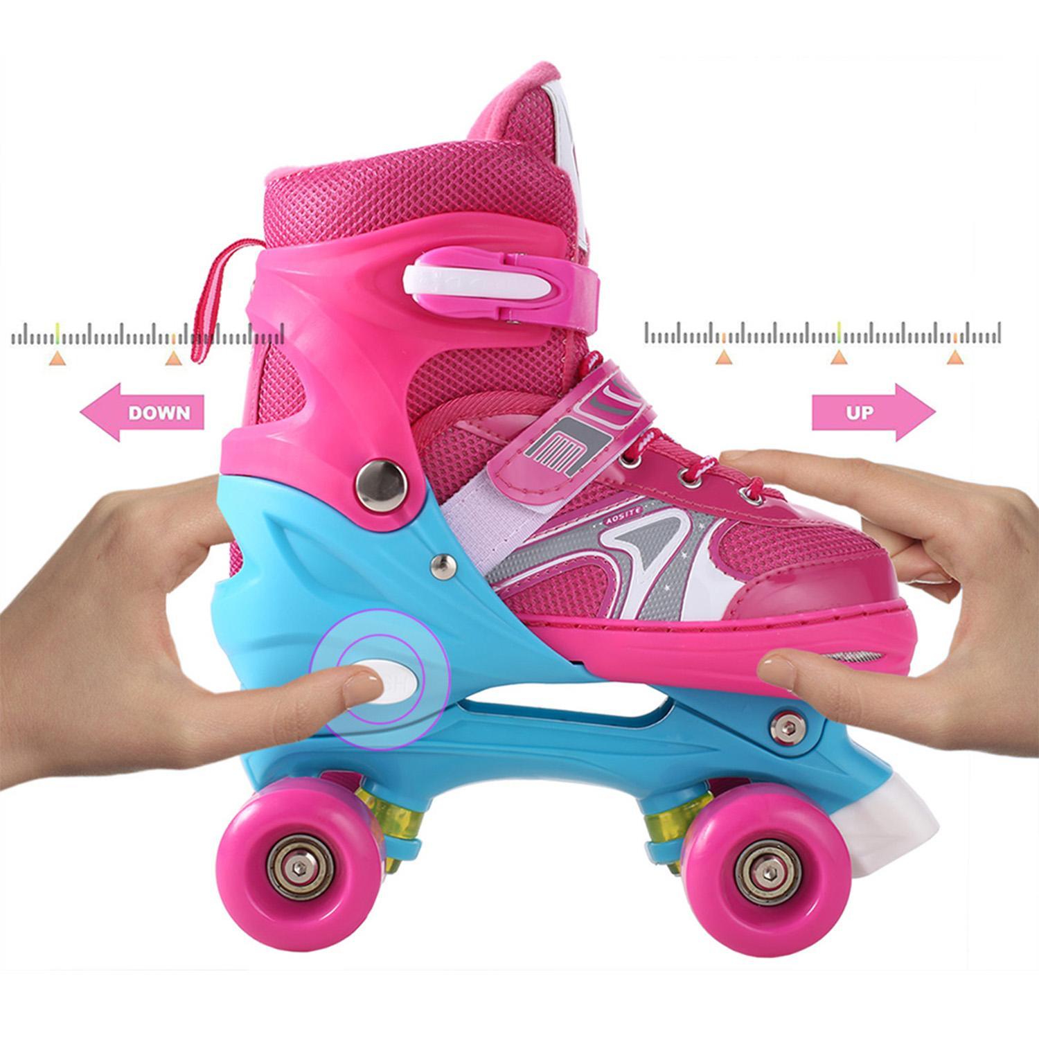 Children Kids Roller Skates Adjustable Double Row Inline Skate W 4