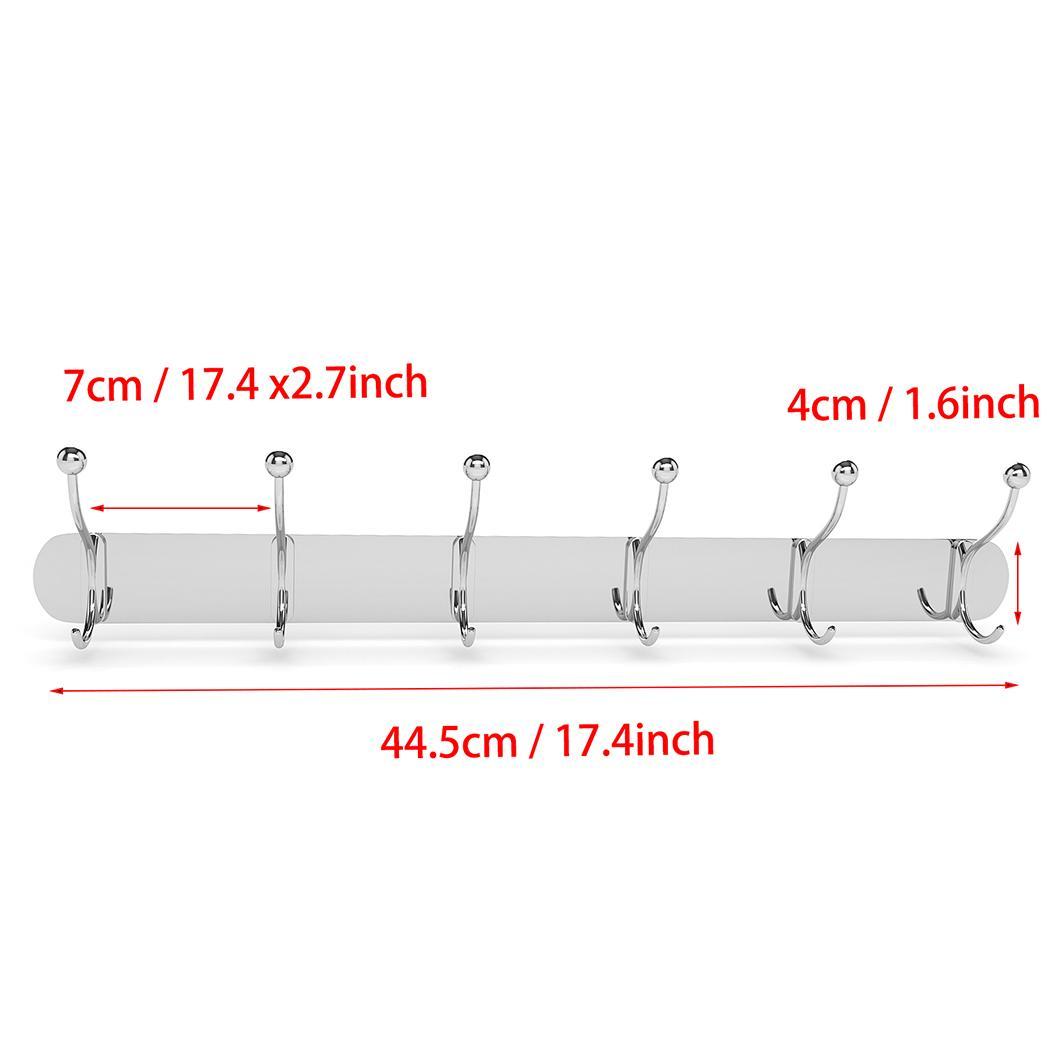 Home Oval 6 Hooks 304 Stainless Steel Hook Coat and Hat Rack Holder