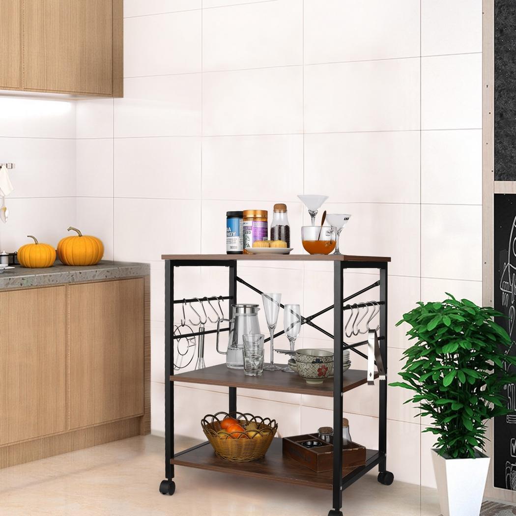 3 Ablagen Küchen Regal Standregal Mikrowellenhalter Küchenregallagerung