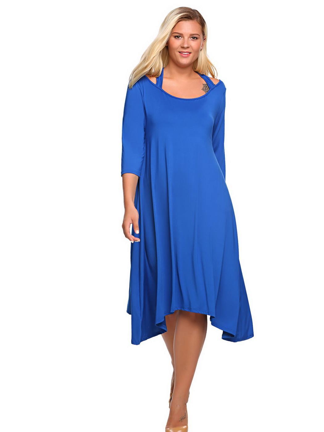 Women Plus Sizes 3/4 Sleeve Cutout A-Line Short Casual Dress EHE8 03 | eBay