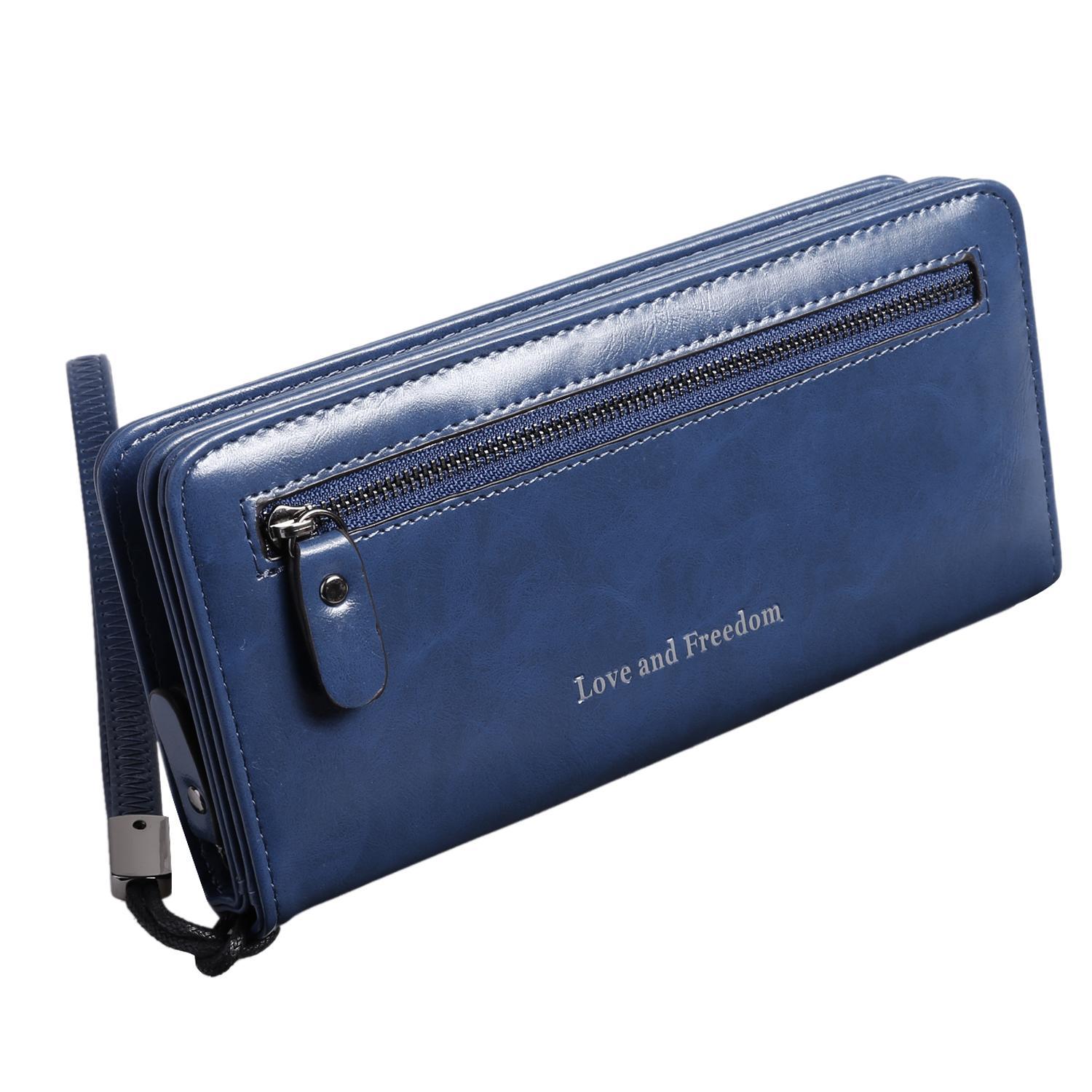 Women Fashion Synthetic Leather Zip Around Solid Purse Credit ID Card EH7E