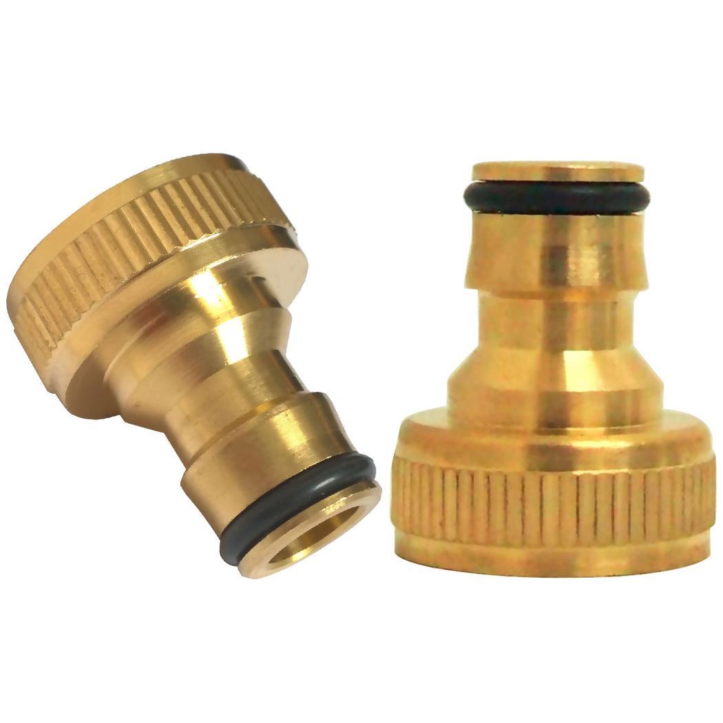 New Brass Hose Tap Connector 3/4 Inch Threaded Garden Water Pipe