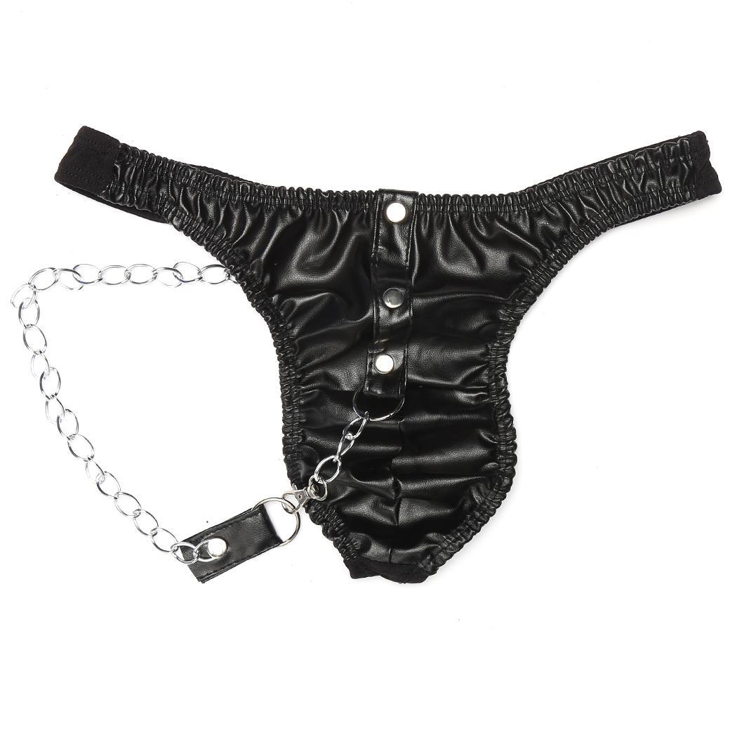 Men Tong Underwear Synthetic Leather Low Waist Brief G-String EHE8 ...